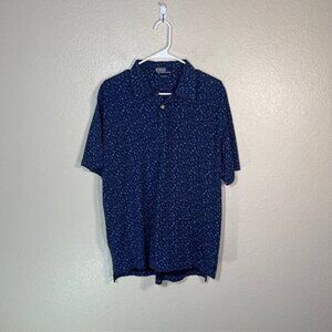 Polo Ralph Lauren Shirt Mens Large Blue Black Floral Short Sleeve Cotton